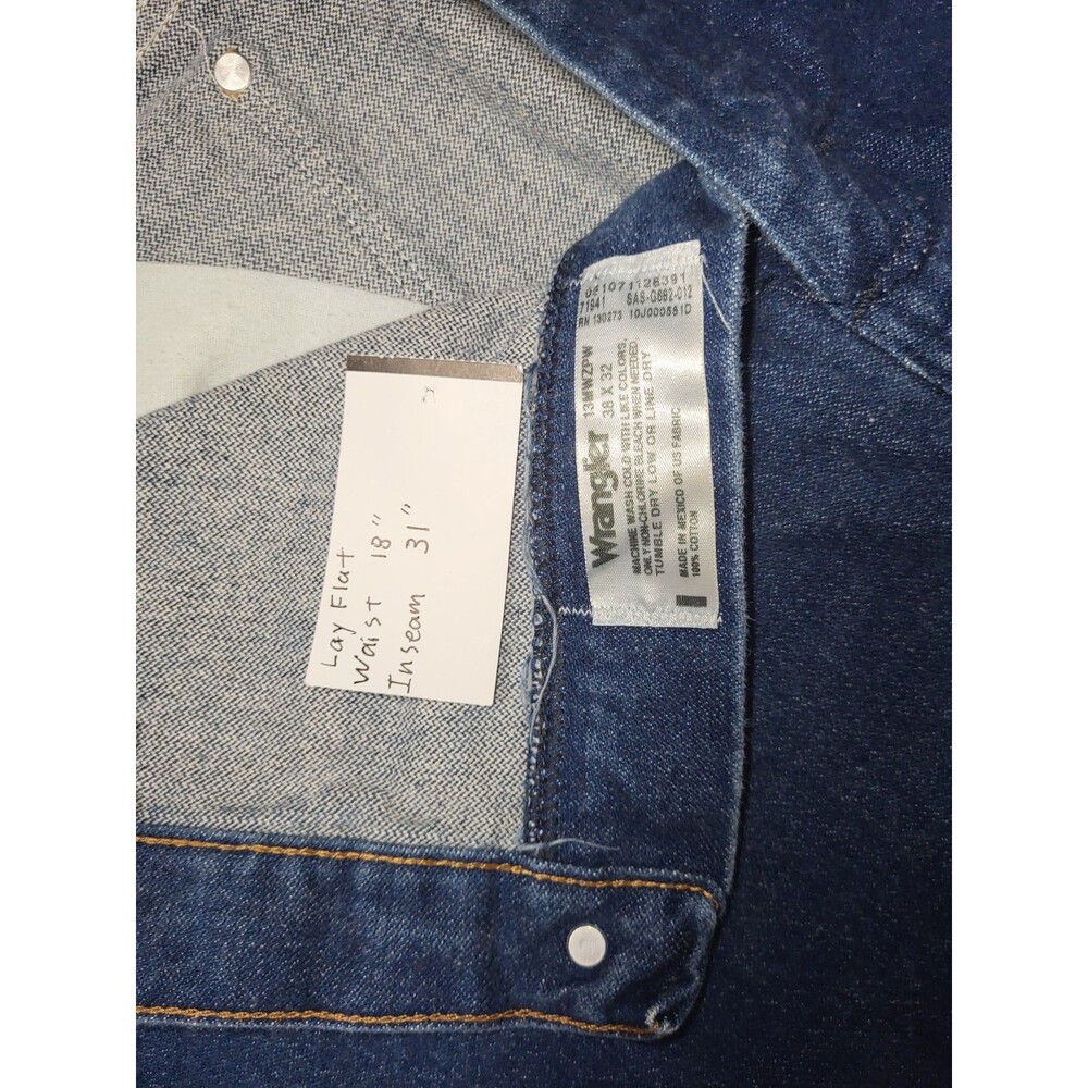 Vintage Wrangler Cowboy Cut 13MWZ Jeans 38x32 Measures 36x31 Blue Denim Western - Picture 3 of 5